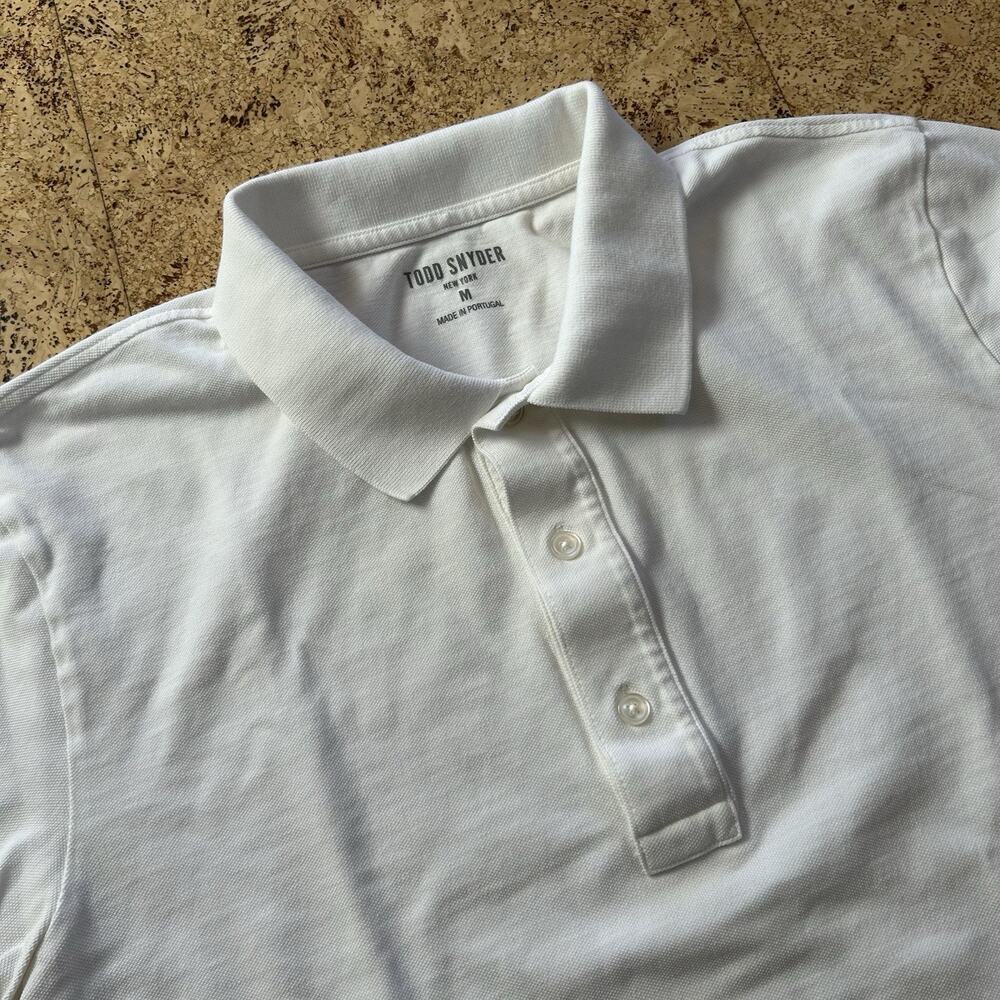 Todd Snyder Pique Cotton Black Polo Button Up Shirt Medium